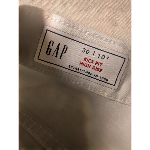 Gap White Kick Fit High Rise Raw Hem Casual Classic Stretchy Jeans Size 30/10T - Picture 7 of 9